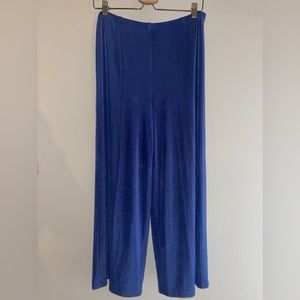Chicos Travelers Pants 2 Slinky Blue Pull On Stretch Knit Straight Leg Large